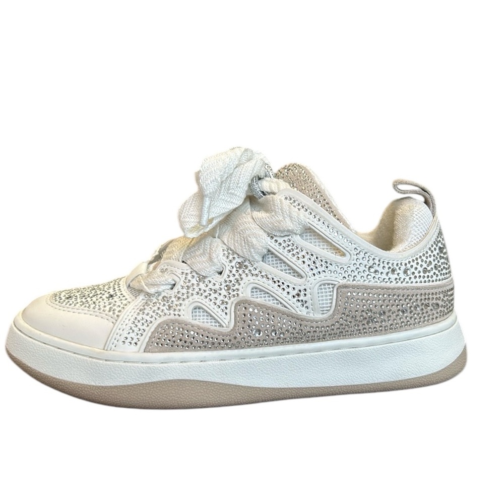 Steve Madden Roaring‎ White Rhinestones Platform Sneakers Shoes 7.5M